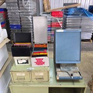 lot 170 image: Vintage Micro Design Inc Model 100A Microfiche w SO MANY Vintage Appliance Microfiche Cards.  Cards go back to the mid 1960s