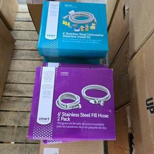 lot 191 image: Lot of 6 NEW Hose Kits.  Includes 3 Laundry Hose Kits & 3 Dishwasher Hose Kits