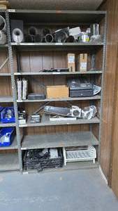 lot 245 image: Metal Shelf w Contents & Bins.  Buyer must take all.