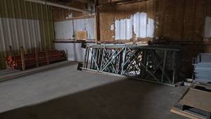 lot 290 image: Large Lot of Industrial Racks.  Includes 11 Uprights, Approx 50 Beams & Wire Decking