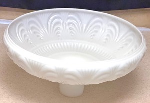 lot 16 image: Embossed Victorian-Style White Opal Glass Torchiere Lamp Shade