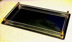 lot 54 image: Vintage Art Deco Vanity TrayMirror WLucite Rods - for Makeup, Perfume, Glamour &amp Beauty Products&nbsp