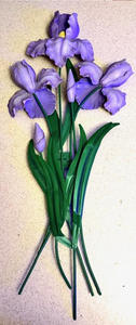 lot 53 image: WMG 2005 IndoorOutdoor 29-inch Purple Iris Flowers Metal and Resin Wall Hanging Sculpture&nbsp