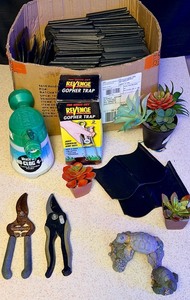 lot 94 image: Landscaping Supplies - Including Landscaping Tiles, Pruning Shears, Miracle Grow, &amp Gophet Trap