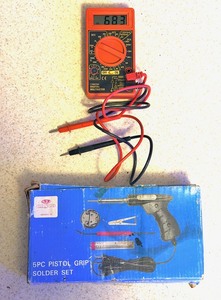lot 146 image: 7 Function Digital Multimeter &amp 5 Piece Pistol Grip Solder Set