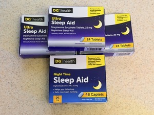lot 177 image: Three (3) 24 Tablet Boxes of DG Health Ultra Sleep Aid &amp One (1) Box of 48 Caplets Sleep Aid