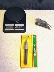 lot 201 image: NEW Engraver, goz Digital Scale, &amp&nbspEx Liberia EmbosserStamp for NotaryPageBookplate Seal