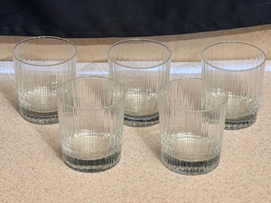lot 211 image: Old Fashion Whiskey Glasses WClear Ripple Bottom &amp Thick Glass - Set of 5