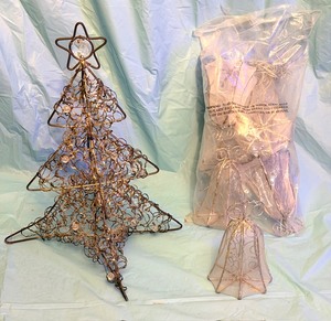 lot 240 image: Twisted Wire Christmas Tree WStar &amp Wire Mesh Christmas Bell Ornaments