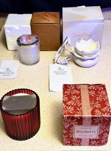 lot 245 image: Three NEW in Box Partylite Scented Candles and Warmer