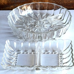lot 297 image: 1950s&nbspFrench Mendiantor Aperitif Dish &amp 1950s Hughes Two-Part Divided Relish, Candy, or Nut Dish