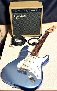 lot 44 image: Fender Squire Stratocaster W Epiphone Guitar Amplifier Model EP-800