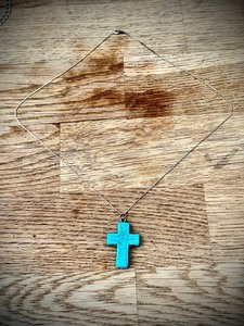 lot 302 image: Turquoise Howlite Gemstone Cross on Chain Marked .925&nbsp