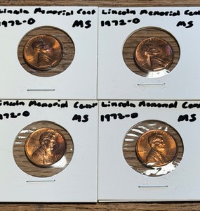 lot 318 image: Four (4) 1972-D Uncirculated Lincoln Memorial Cents