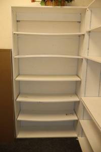 lot 151 image: White bookshelf unit only - bring tools to remove, they are screwed together to another unit