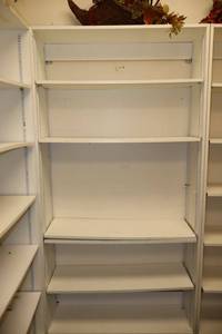 lot 152 image: White bookshelf unit only - bring tools to remove, they are screwed together to another unit
