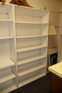 lot 153 image: White bookshelf unit only - bring tools to remove, they are screwed together to another unit