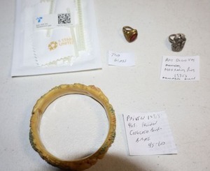 lot 79 image: Antique and Victorian style jewelry 1930s with painted bangle bracelet