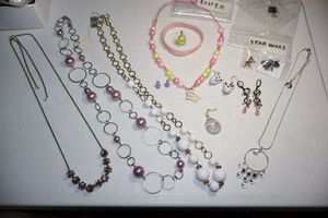 lot 90 image: Easter themed jewelry plus Star Wars earrings
