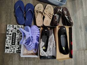lot 60 image: Womens Shoes size 7.5-8.5 (look unused and some gently used)