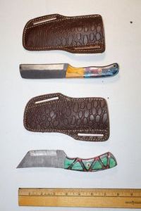 lot 104 image: Damascus steel knives Hunting knives