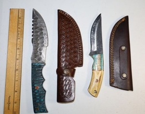 lot 105 image: Damascus steel knives Hunting knives