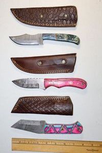 lot 107 image: Damascus steel knives Hunting knives