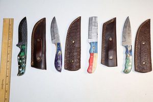 lot 108 image: Damascus steel knives Hunting knives (one with Texas flag handle)