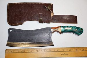 lot 15 image: Damascus steel knives - Cleaver