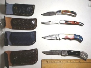 lot 172 image: New - Damascus folding pocket knives