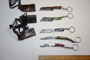 lot 173 image: New - Damascus keychain and folding keychain knives