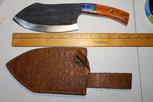 lot 198 image: New -Damascus steel cleaver knife