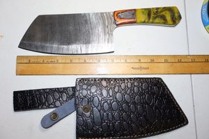 lot 199 image: New -Damascus steel cleaver knife