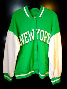 lot 45 image: NEW YORK (JETS) VARSITY STYLE JACKET (REFUGE ATHLETICS SIZE LARGE