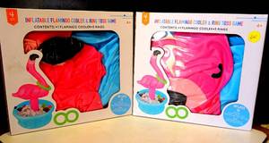 lot 60 image: LOT OF 2 - INFLATIBLE POOLSIDE RING TOSS FLAMINGO COOLERS
