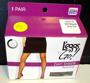 lot 90 image: Leggs To Go Days Pantyhose (1 Pair) Size Q, off-Black Sheer Toe