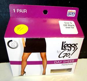 lot 91 image: Leggs To Go Days Pantyhose (1 Pair) Size Q, off-Black Sheer Toe