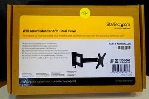 lot 104 image: $$$ NEW StarTech.com ARMWALLDS WALL MOUNT ARM - DUAL SWIVEL Wall Mount Monitor Arm (CHECK COMPS)