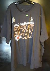 lot 115 image: NIKE KANSAS CITY CHIEFS AFC CHAMPIONS T-SHIRT (5XL) WITH HOLO LABEL