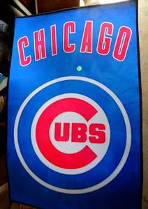 lot 131 image: NEW CUSTOM CHICAGO CUBS FLOOR RUG - MEASURES 24 X 32 $$