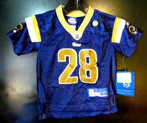 lot 175 image: MARSHALL FAULK #28 CHILDS JERSEY SIZE 3T - LA RAMS - NEW WTAGS