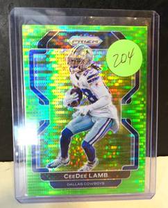 lot 204 image: 2021 Panini Prizm CeeDee Lamb #239 Neon Green Pulsar Prizm $$