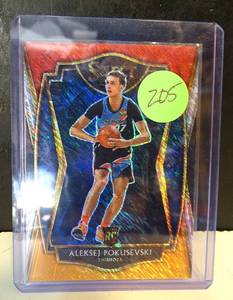 lot 205 image: 2020 Panini Select Aleksej Pokusevski #176 Tri Color Prizms RC Premier Level