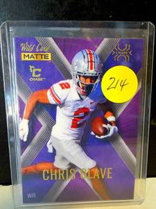 lot 214 image: 2022 Wild Card Matte Football #MXP-7 Chris Olave X-Plode Purple Rookie