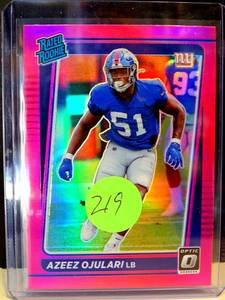 lot 219 image: Azeez Ojulari Donruss Optic 2021 RC Rated Rookie Pink Prizm