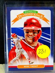 lot 231 image: 2020 DONRUSS DIAMOND KINGS BLUE STAR PARALLEL #9 - MIKE TROUT