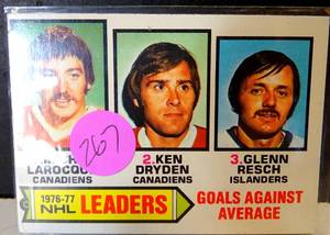 lot 267 image: VINTAGE 1977-78 TOPPS HOCKEY CARD #6 - NHL GAA LAROCQUEDRYDENRESCH