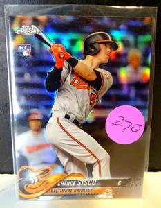 lot 270 image: 2018 TOPPS CHROME #133 - CHACE SISCO ROOKIE CARD - BALTIMORE ORIOLES