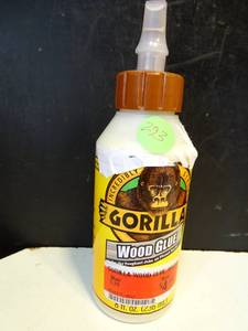 lot 293 image: NEW - Gorilla Wood Glue  8 oz Bottle Strong PVA Wood Adhesive  Natural Wood Color