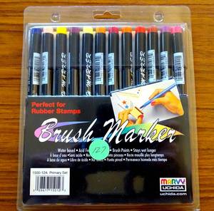 lot 127 image: NEW - MARVY UCHIDA BRUSH MARKERS - 12 ASSORTED COLORS